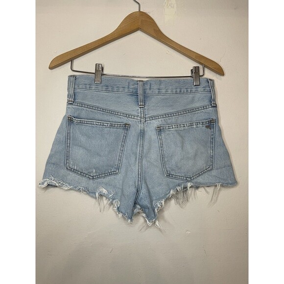 Madewell Relaxed Denim Shorts Women's 24 Button Fly Light Wash Festival Raw Hem - Picture 6 of 7